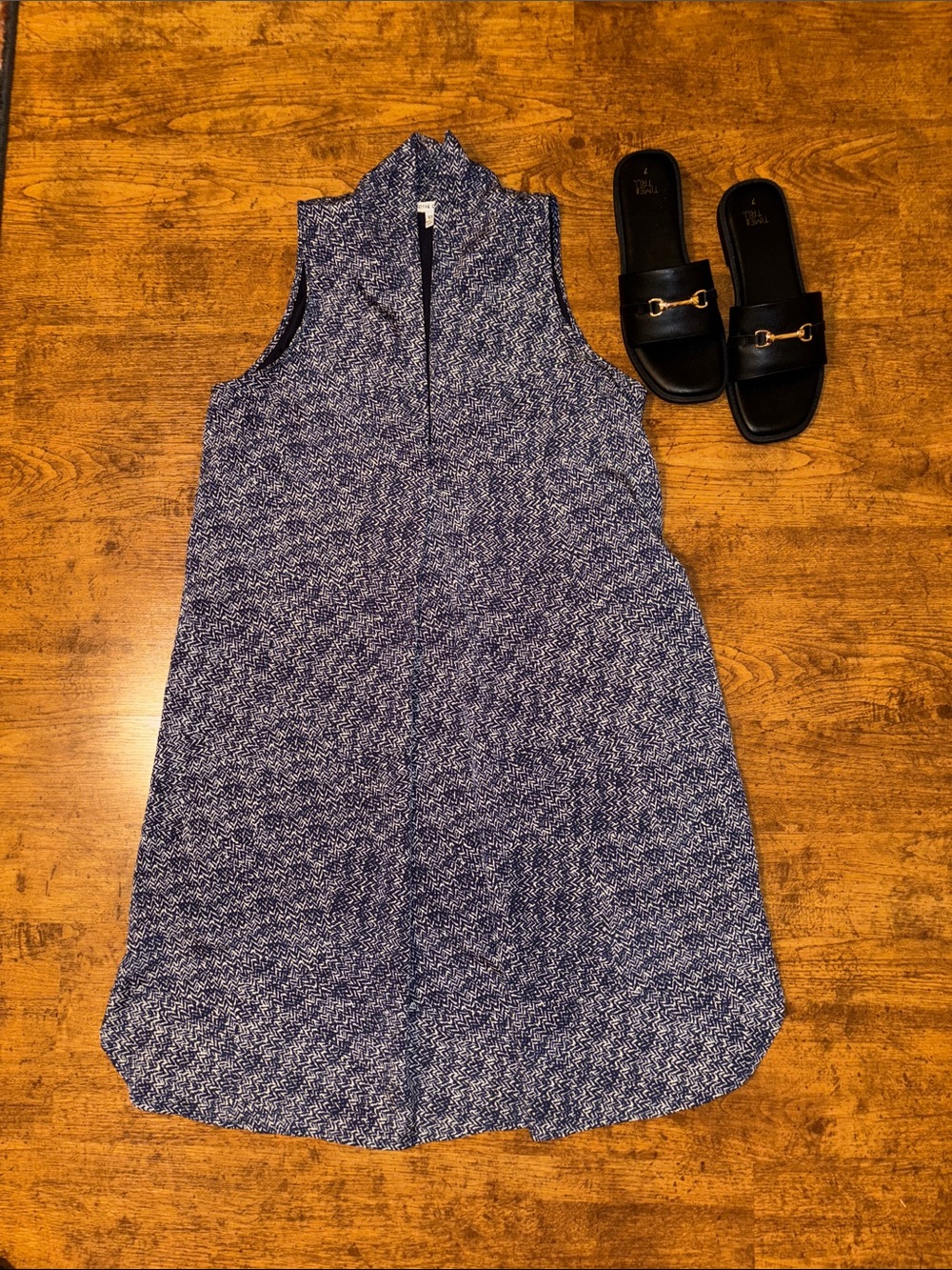Collective Concepts Navy Heathered Sleeveless Midi Dress